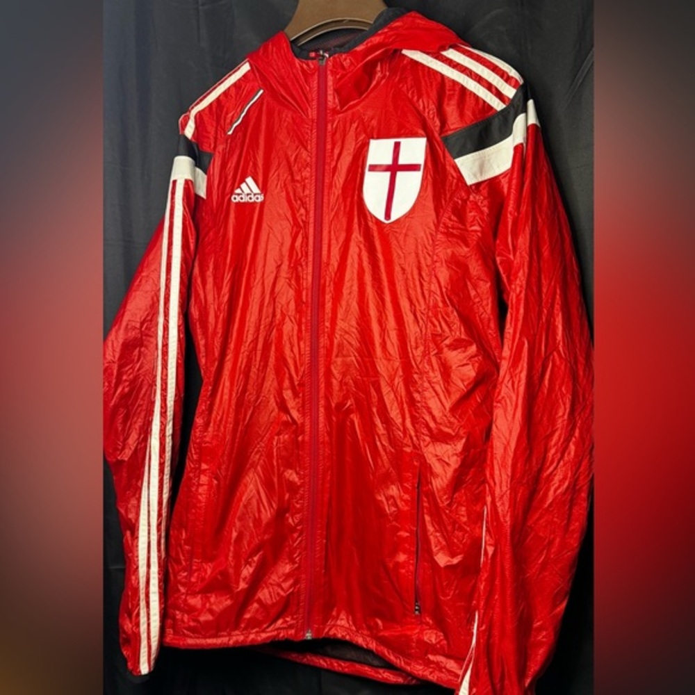 Adidas Vintage Super Rare ACM‎ Milan Anthem Glanz Windbreaker Jacket Nylon Red